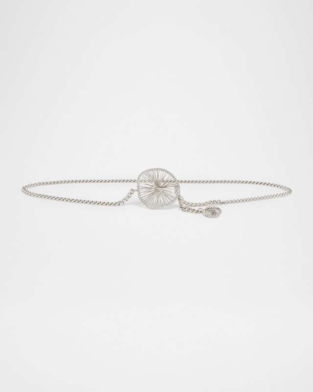 Vildya Crystal-Embellished Silvertone Chain Belt